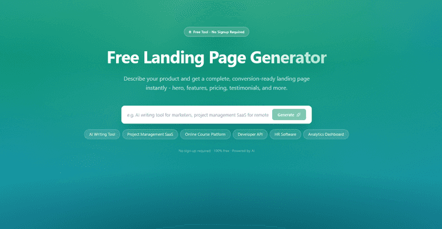 Free AI Landing Page Builder for Founders (Generate Leads Faster)